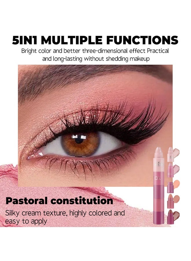 DIMSHOW EyeShadow Stick,5-in-1 Velvet Lipstick/Eyeshadow Pen， All-in-One Lipstick, Eyeshadow,Liner,Balm & Gloss Waterproof,Long-Lasting Matte  Crayon - Image 5